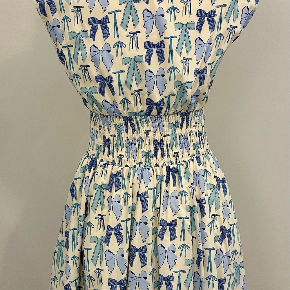 Stylish Blue and White Patterned Dress - Picture 3 of 3